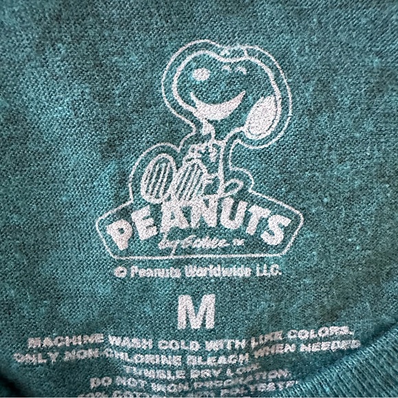 Peanuts Snoopy "I'd Rather Be Sleeping" Women's Teal Short Sleeve T-Shirt Size M - Picture 5 of 5